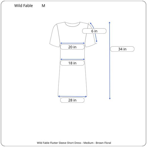 Wild Fable Women's Brown Floral Flutter Short Sleeve Trapeze Dress - Med - NWT - Picture 3 of 10